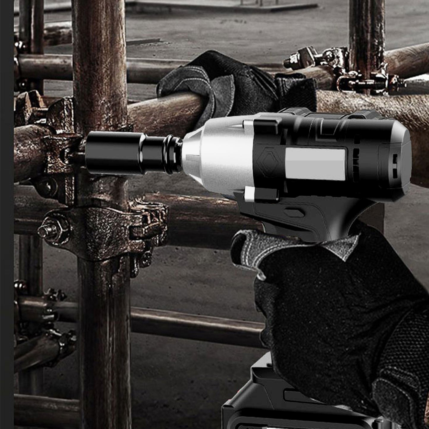 Cordless Impact Wrench, HDJ 12000 RPM & Max Torque 236 ft-lbs (320N.m), 1/2 Impact Gun with 12.0Ah Li-ion Battery and Fast Charger, 6 Drive Impact Sockets, Cordless Impact Wrench for Home Car