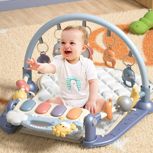 Baby Gym Mat , HDJ Upgrade Play Mat with Side Rails and Toys for Boys and Girls Baby Shower Gift , Purple